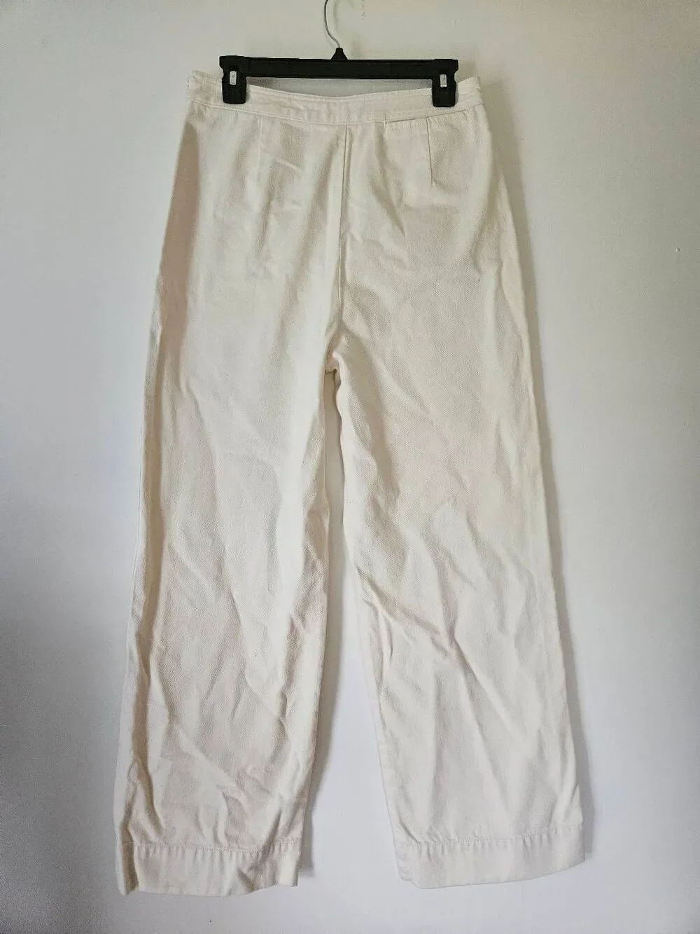 Tory Burch White Sailor Pants Women's 6 Wide Leg High Rise Button Detail Cotton